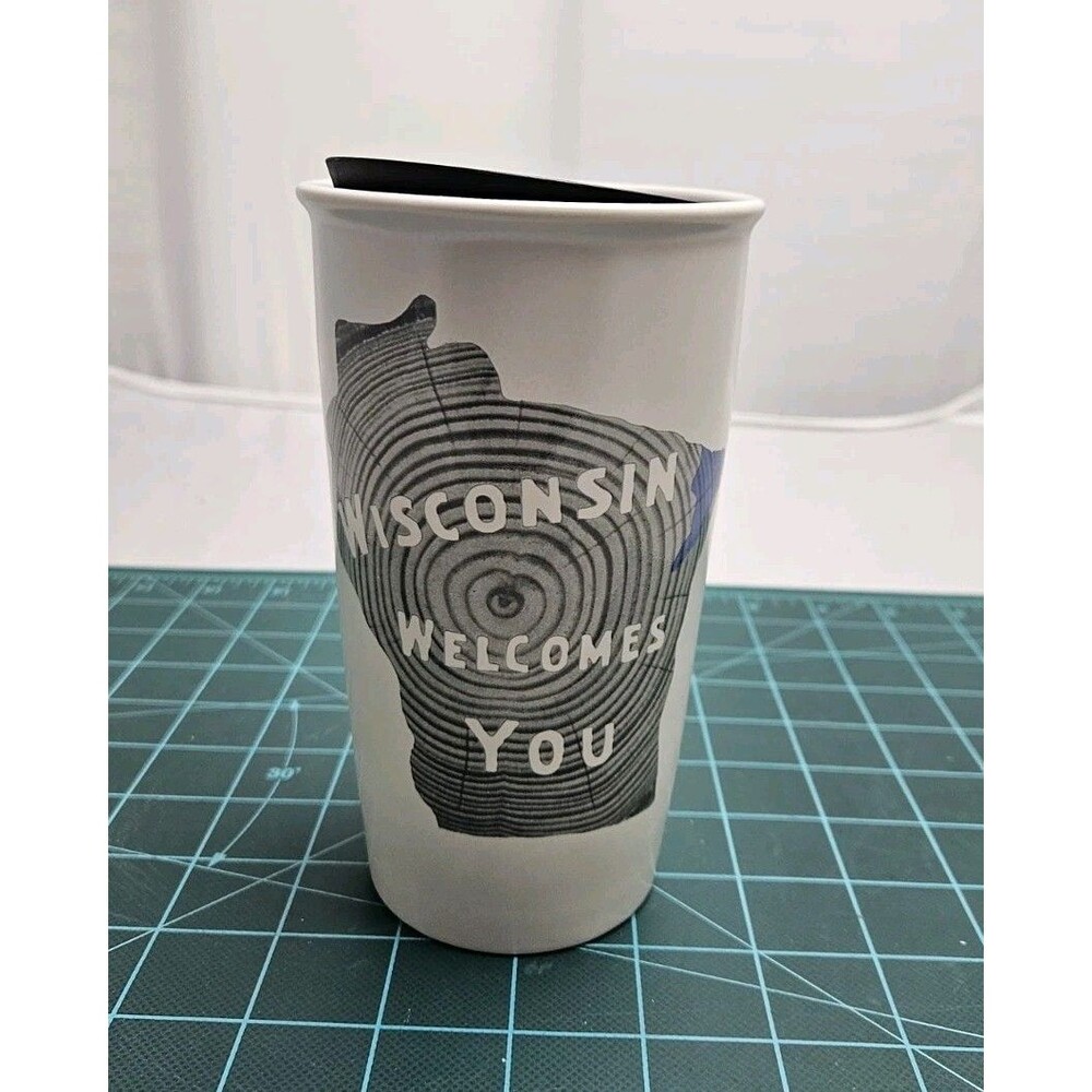 Starbucks Ceramic Coffee Travel Mug/Tumbler Wisconsin Welcomes You
